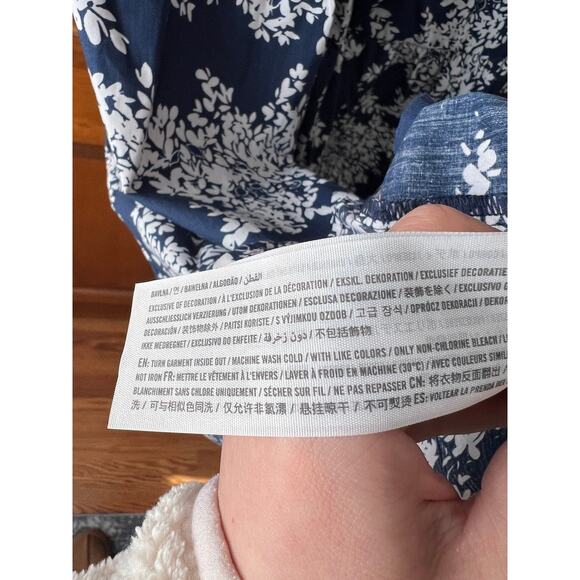 Abercrombie & Fitch Women's Floral Tiered Open Back Midi Dress Navy White SZ XL - Picture 10 of 11